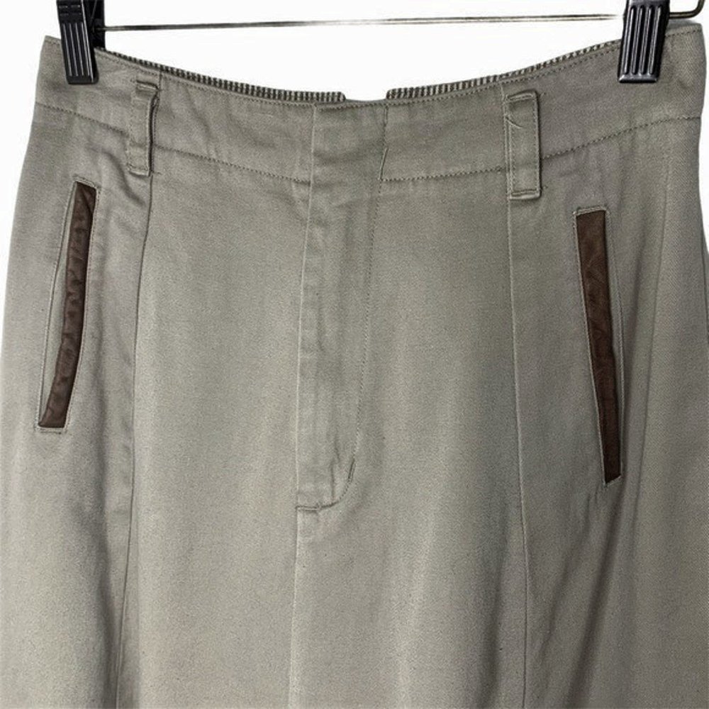 Banana Republic Khaki Safari Western Cowgirl w/ "Leather" Accents. Washable!